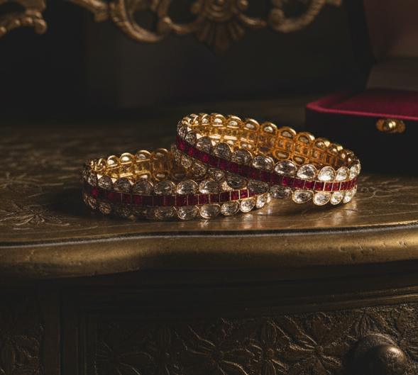 Ruby Kundan Bangles