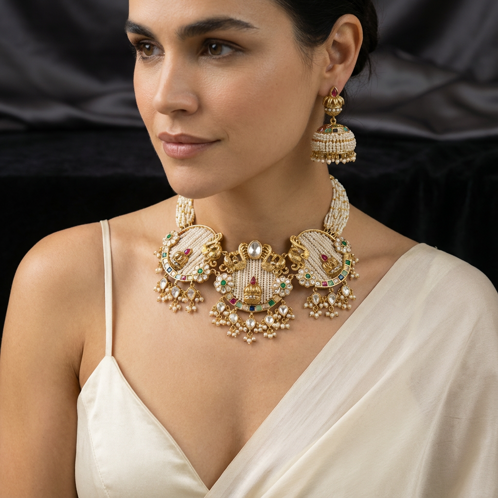 Moti Pearl Kundan Necklace Set