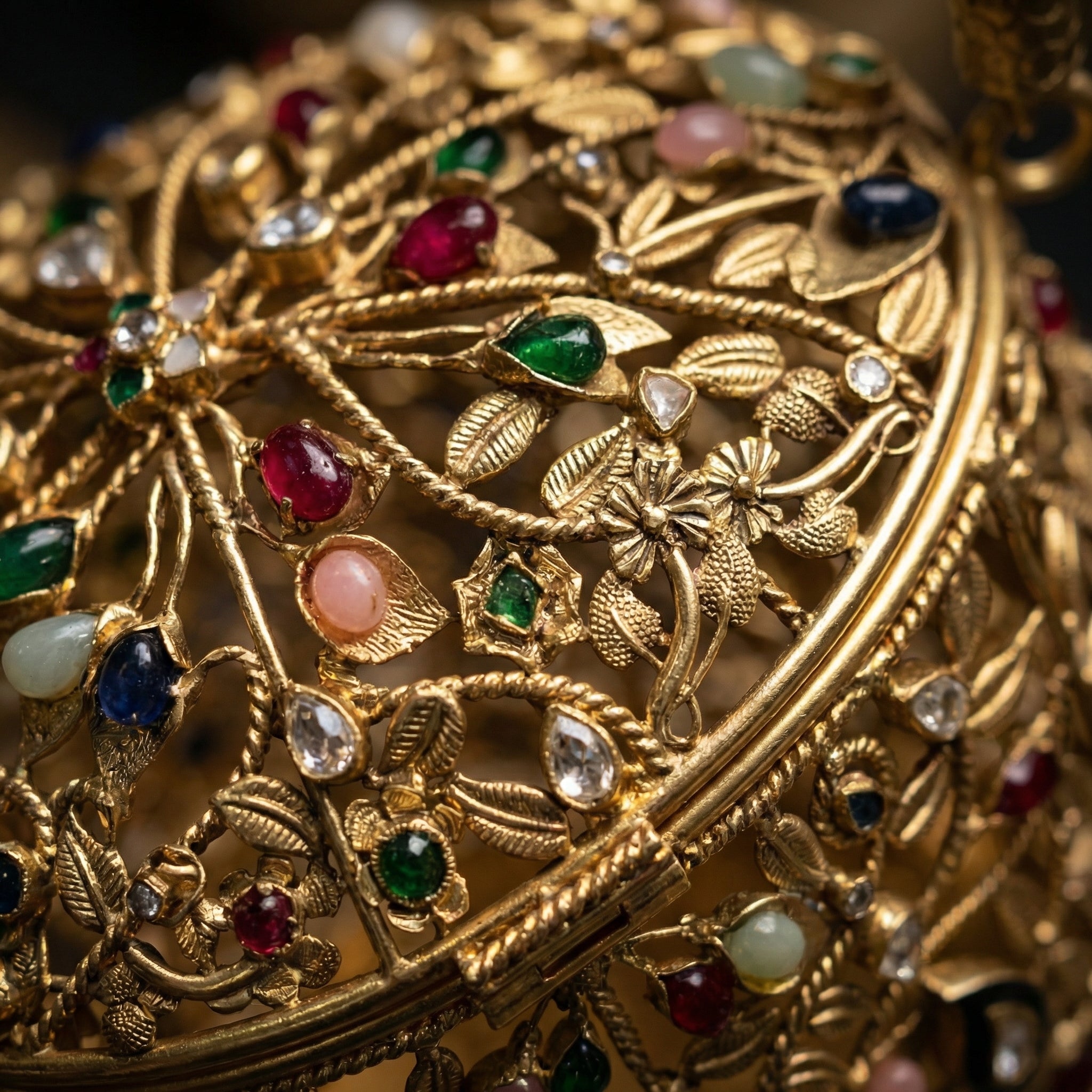 Detail of The Ozel bag filigree openwork and gemstones — Ozel