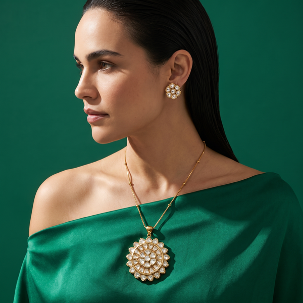 Aneyra Polki Pendant Set