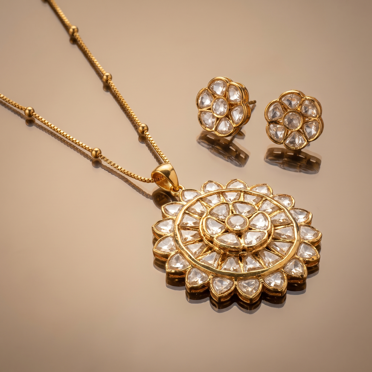 Aneyra Polki Pendant Set