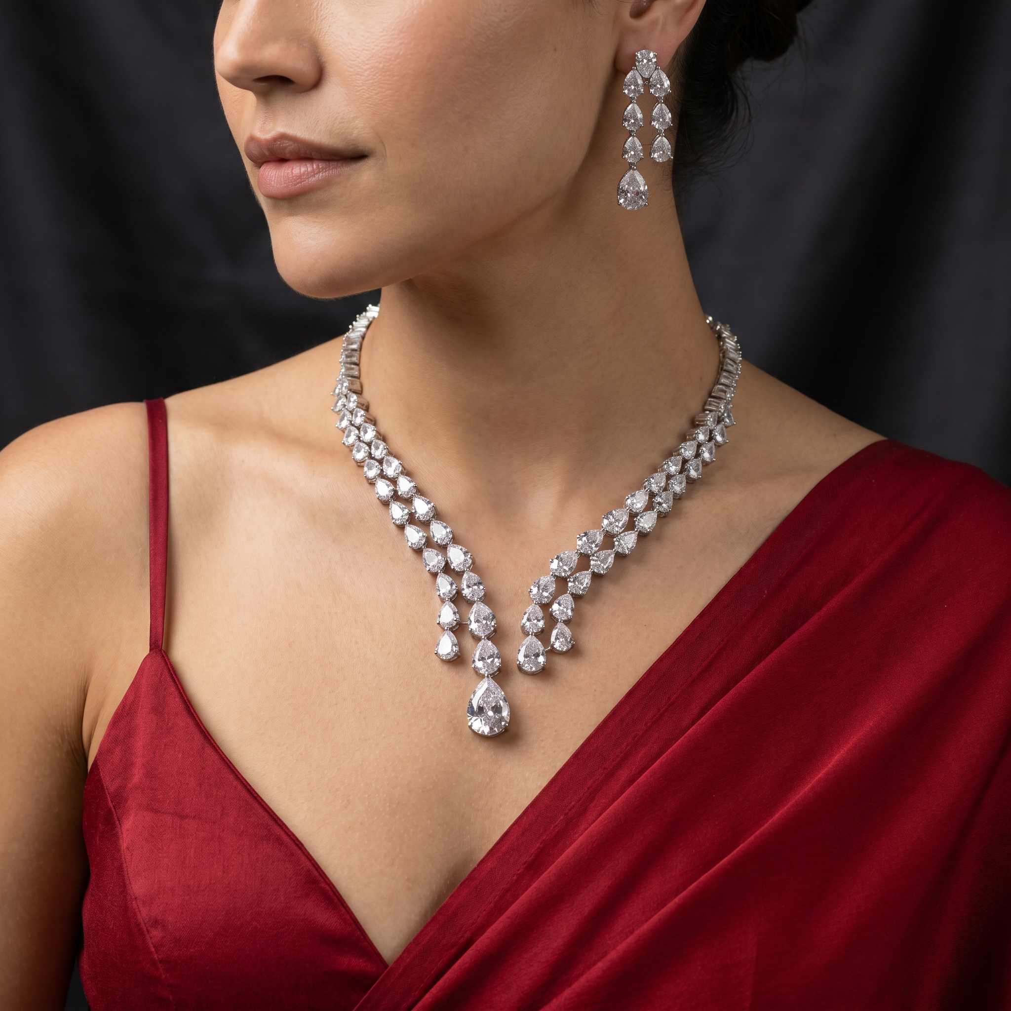 Anindita Crystal Drop Necklace Set