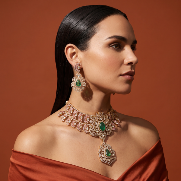 Aroha Emerald Kundan Choker Set