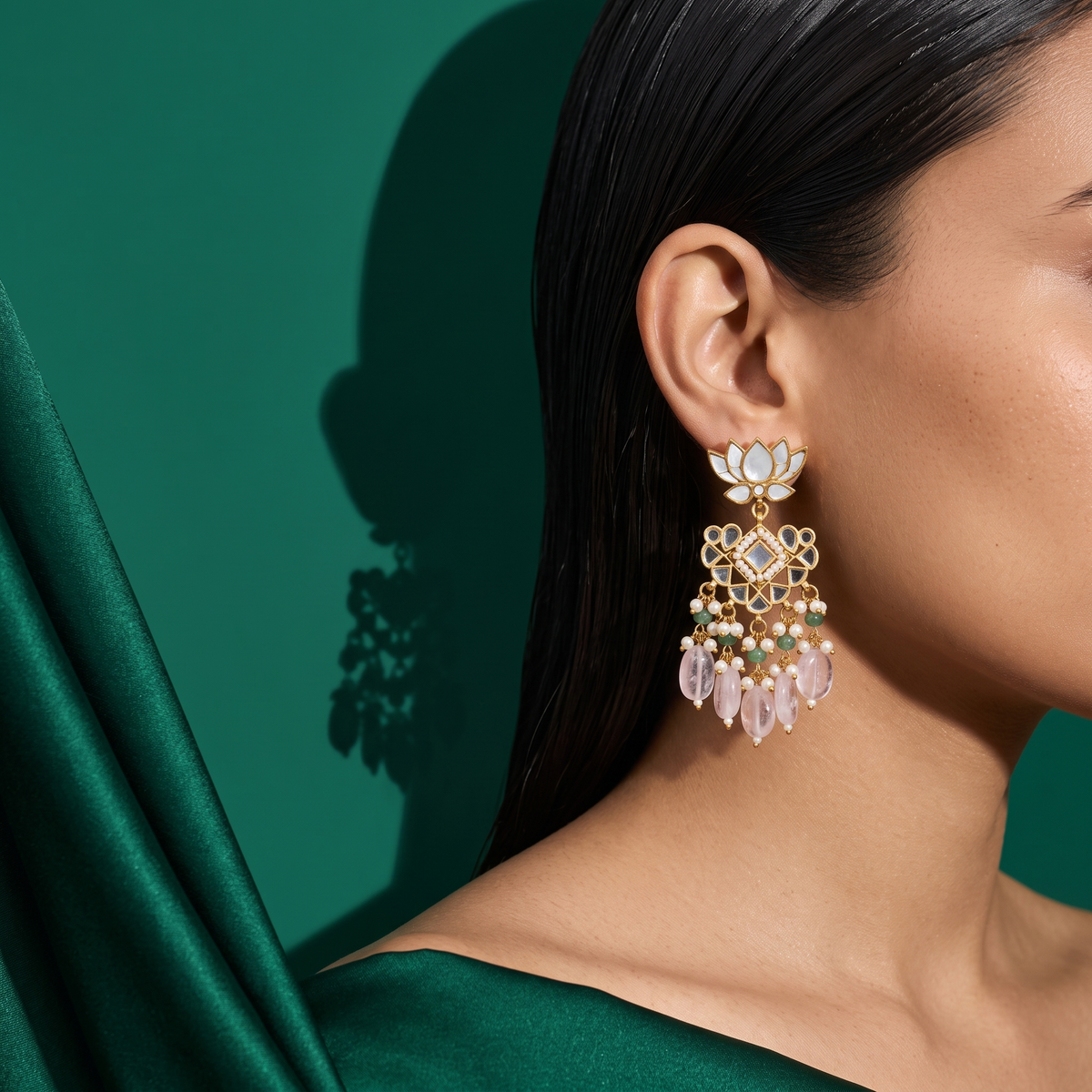 Ashi Lotus Pearl Earrings