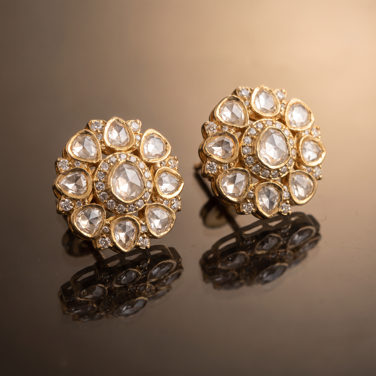 Avika Floral Kundan Earring & Ring Set