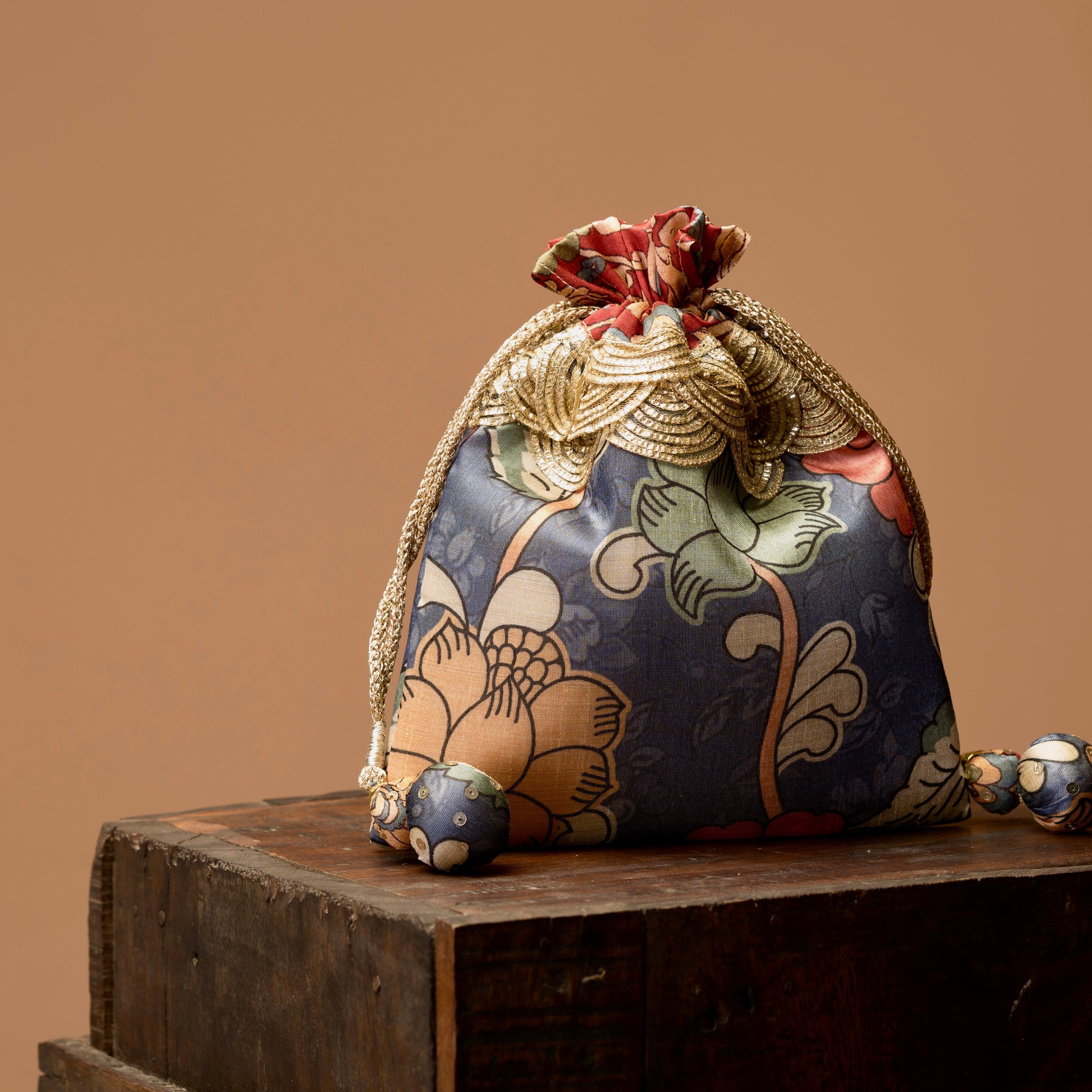 Set of 4 Kalamkari Print Bags - Ozel