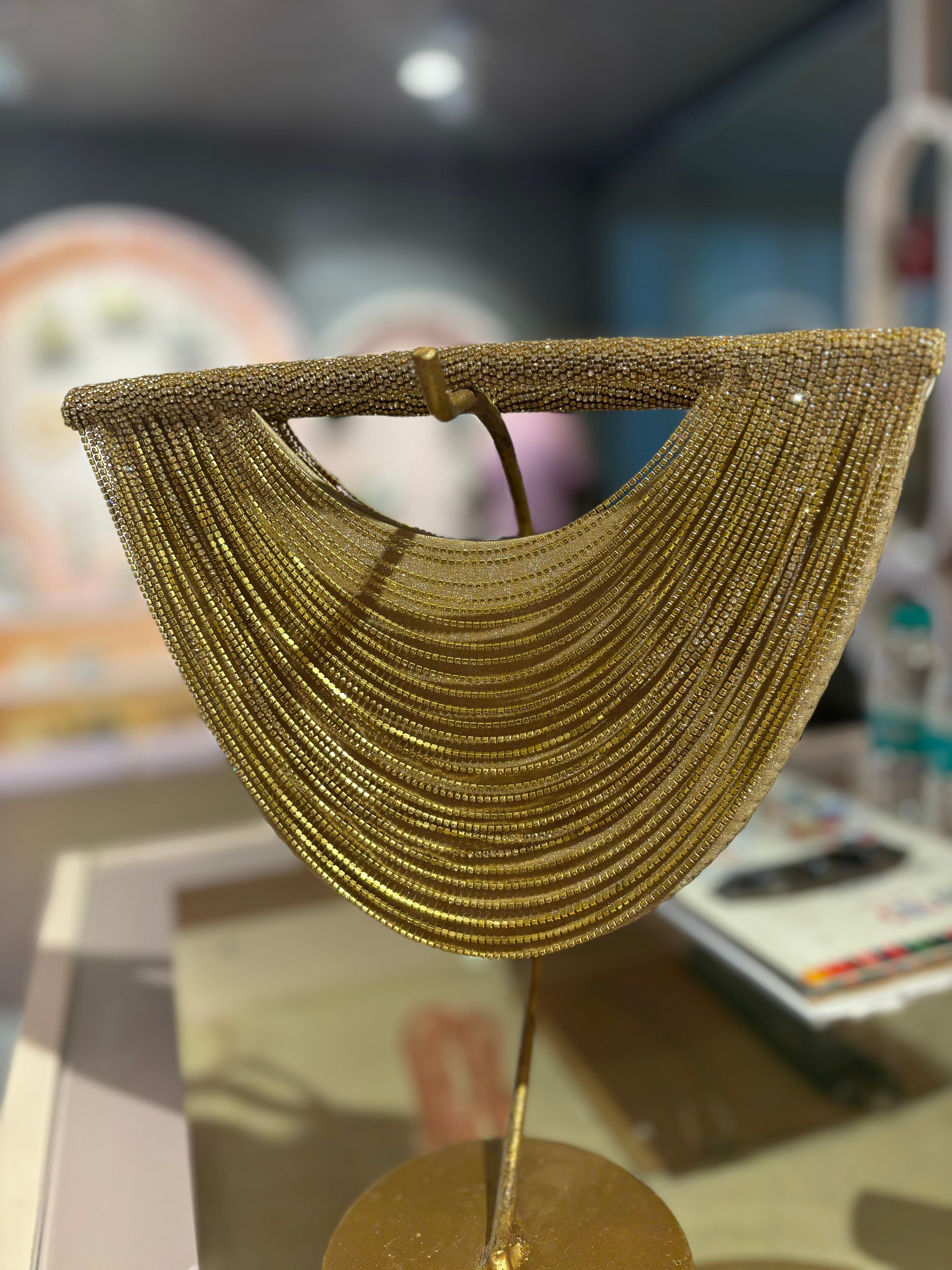 Curvy Chainstone Bag - Gold - Ozel