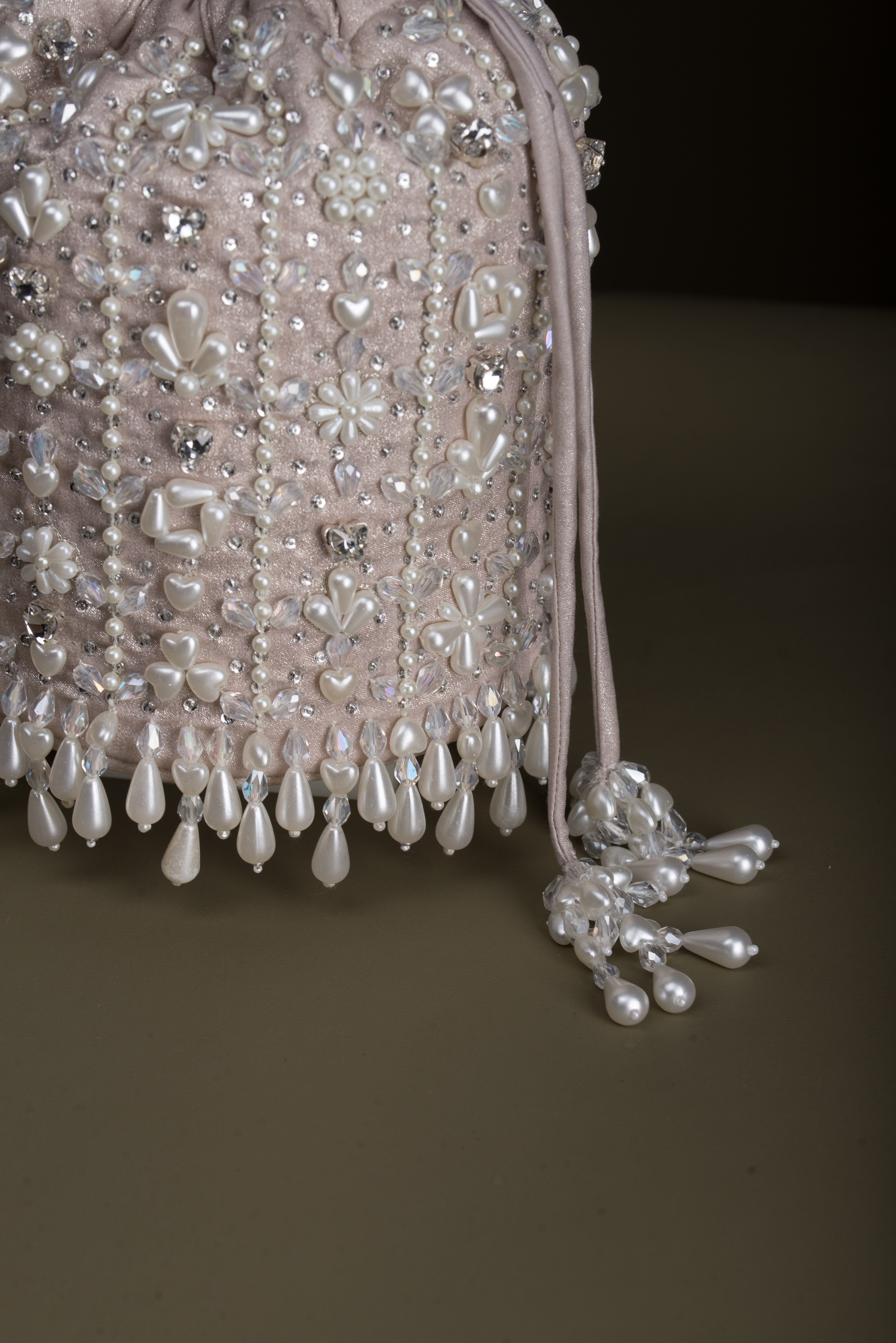 Giva Pearl and crystal lines bucket bag