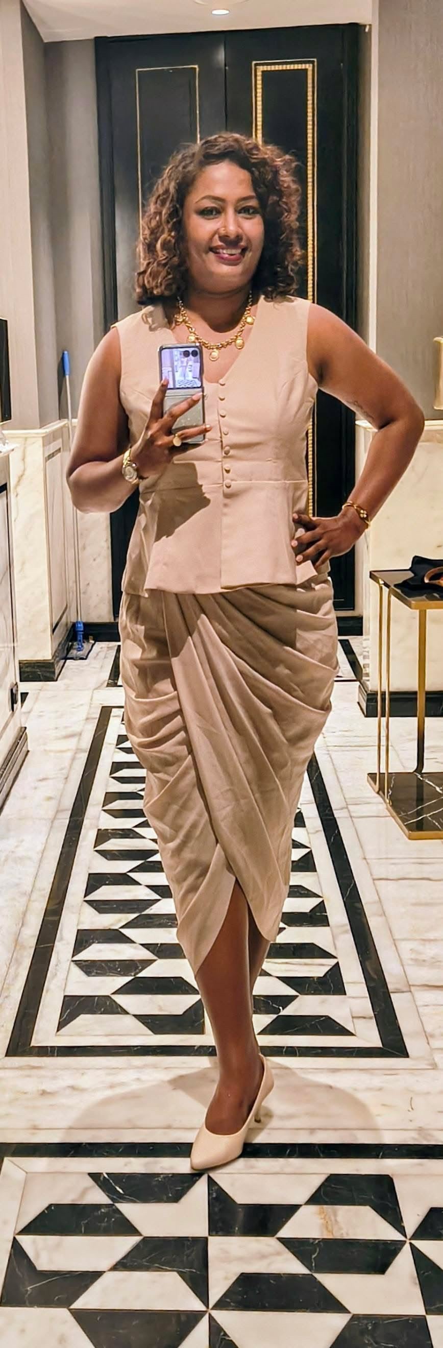 Sculpted Peplum Top Skirt