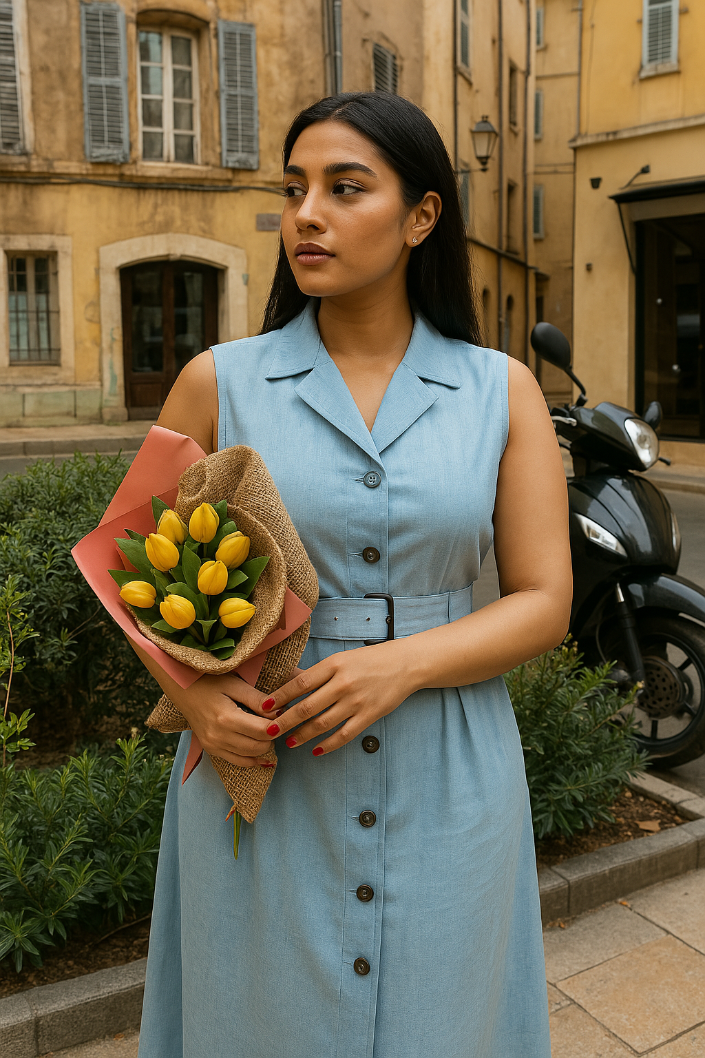 Sleeveless Belted Shirt Dress