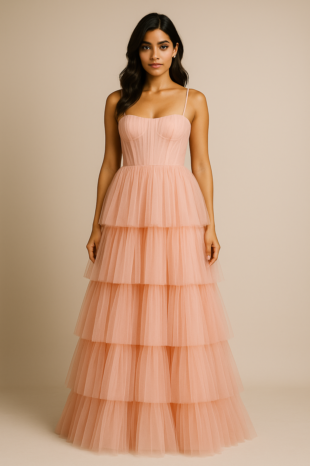 Alyssa Tiered Tulle Gown Dress