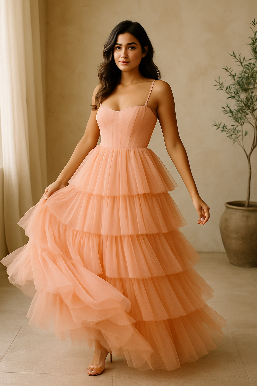 Alyssa Tiered Tulle Gown Dress