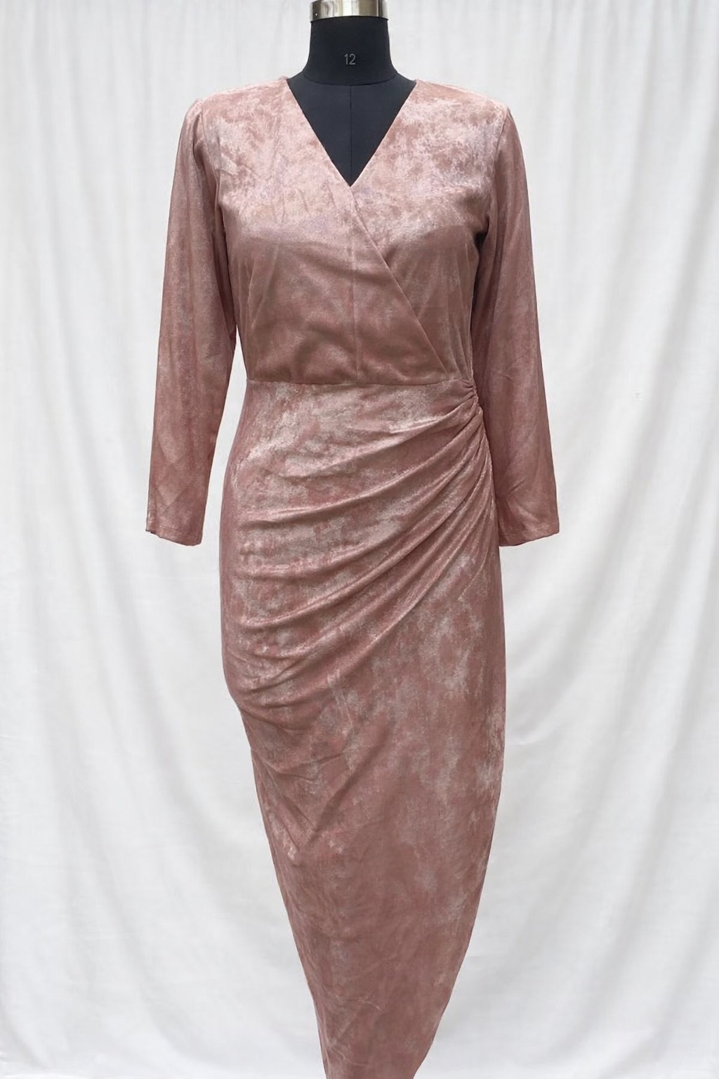 Rose Gold Shimmer Midi Dress – metallic occasion midi by Ozel