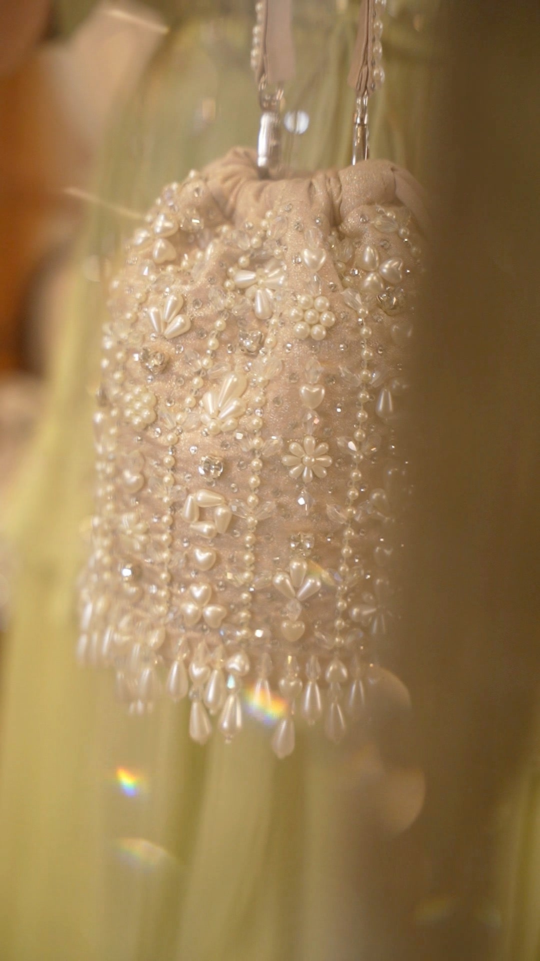 Giva Pearl and crystal lines bucket bag