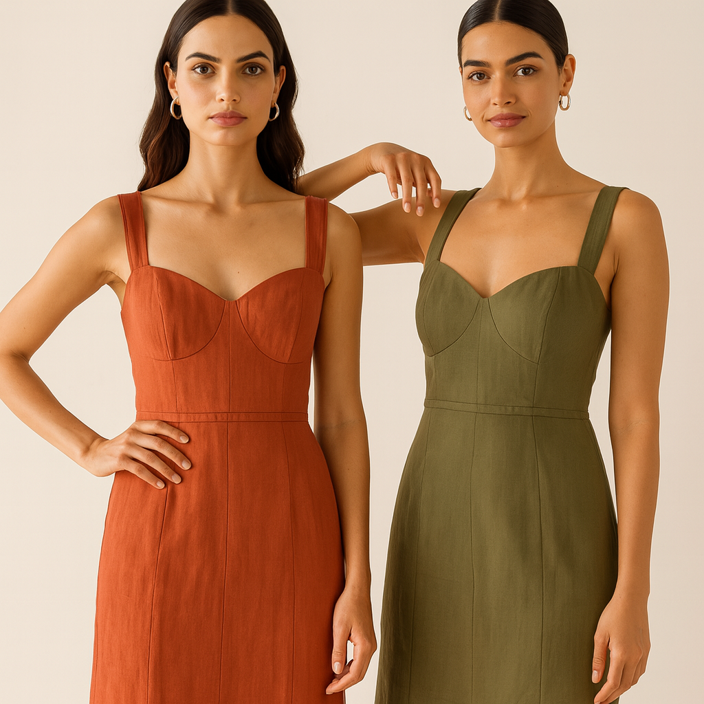 Daphne Cotton Linen Dress (Olive Green)