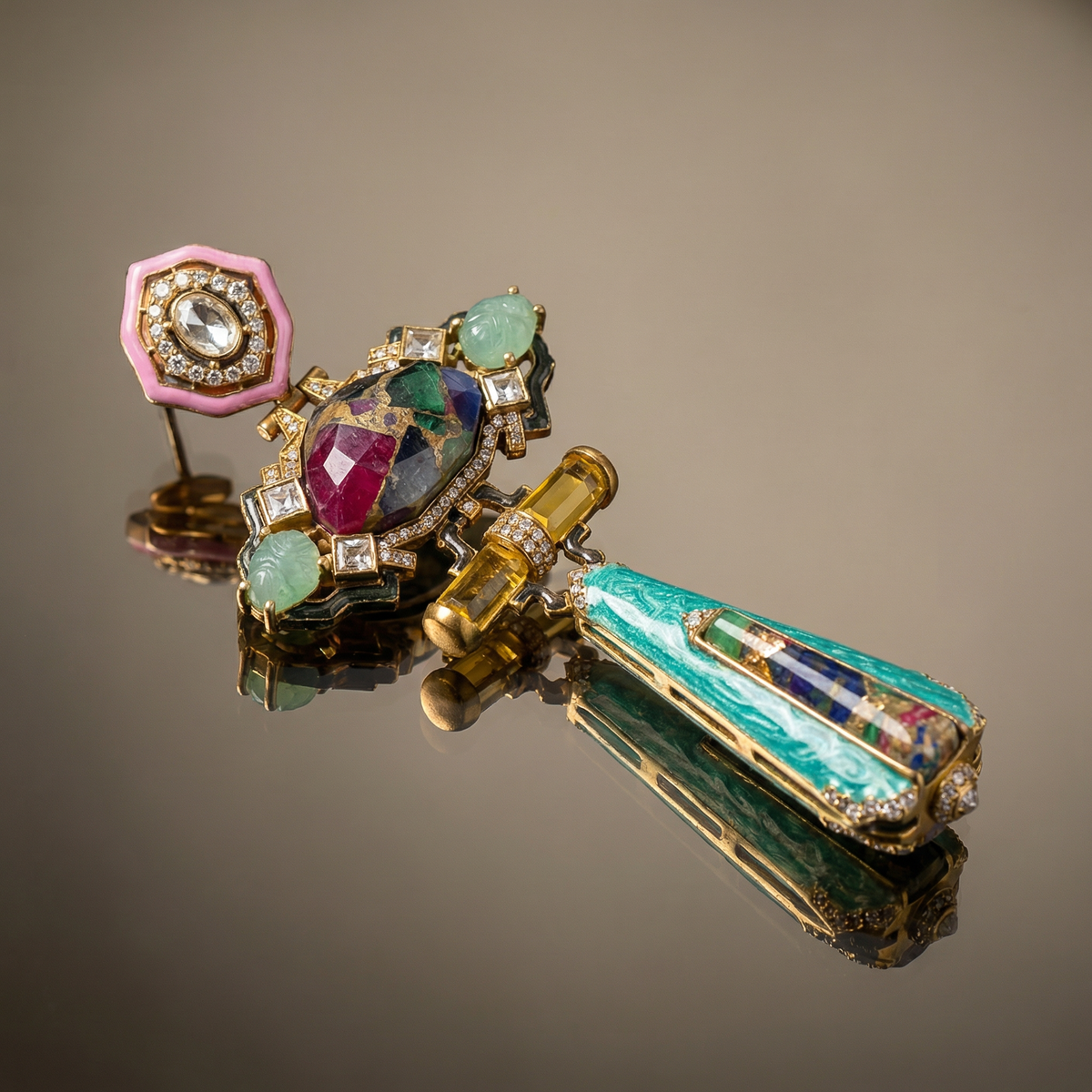 Art Deco Gemstone Earrings – modern Indian earrings by Ozel
