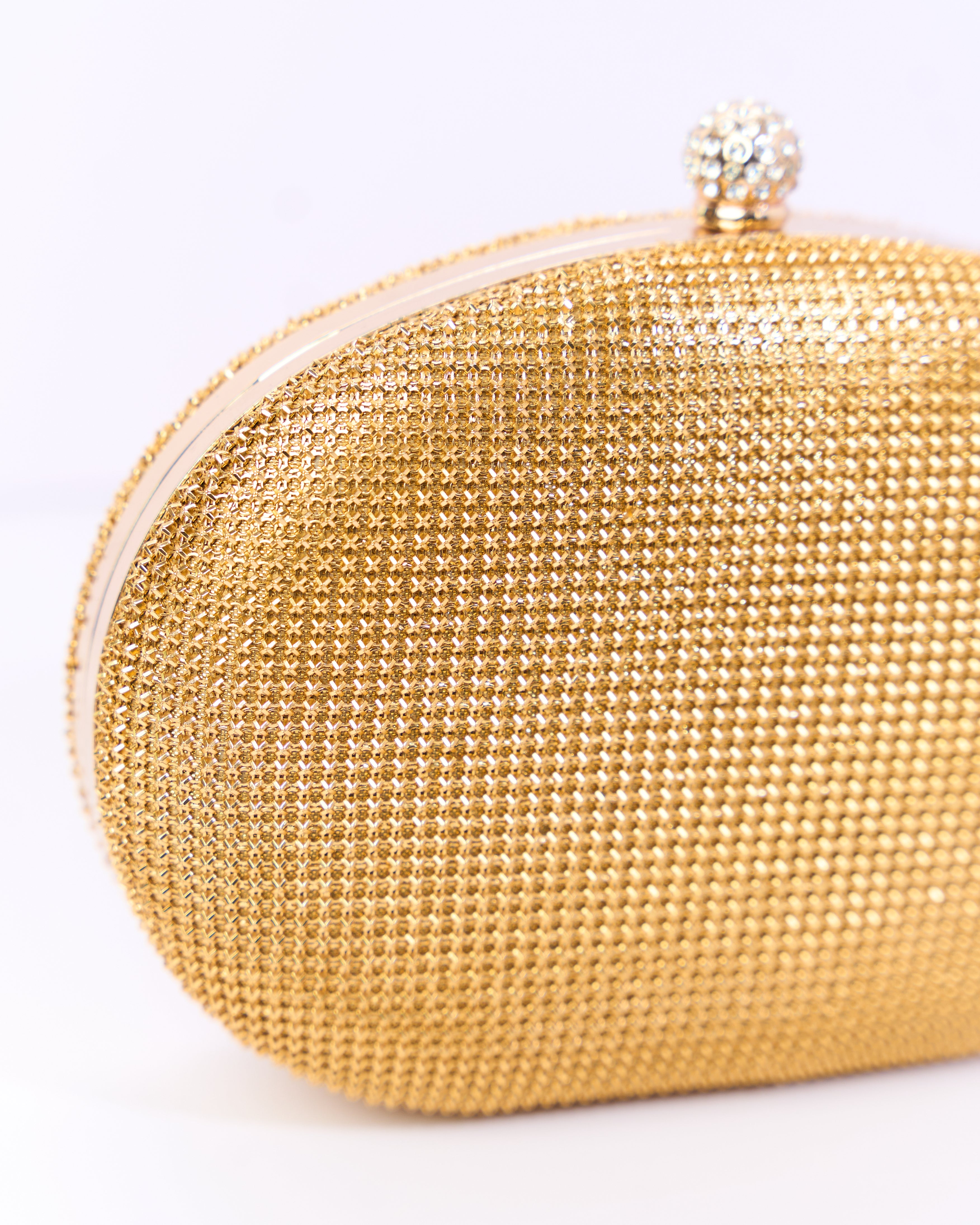 Aura Gold Mesh Clutch