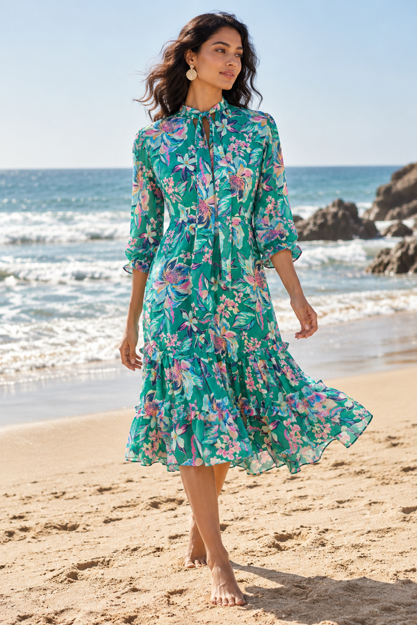 Tropical Bloom Midi Dress