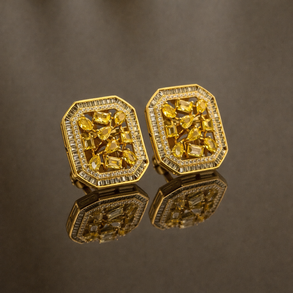 Mosaic Frame Stud Earrings