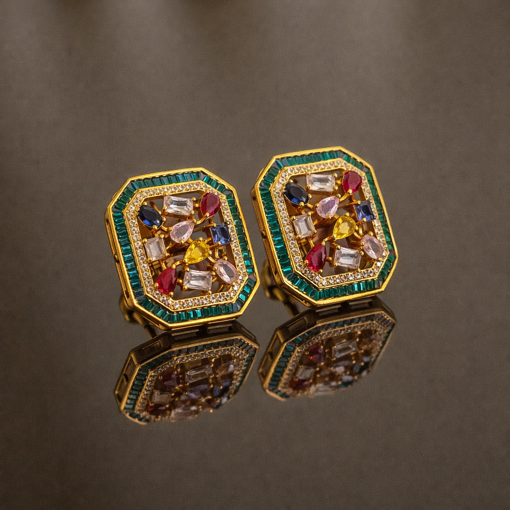 Mosaic Frame Stud Earrings