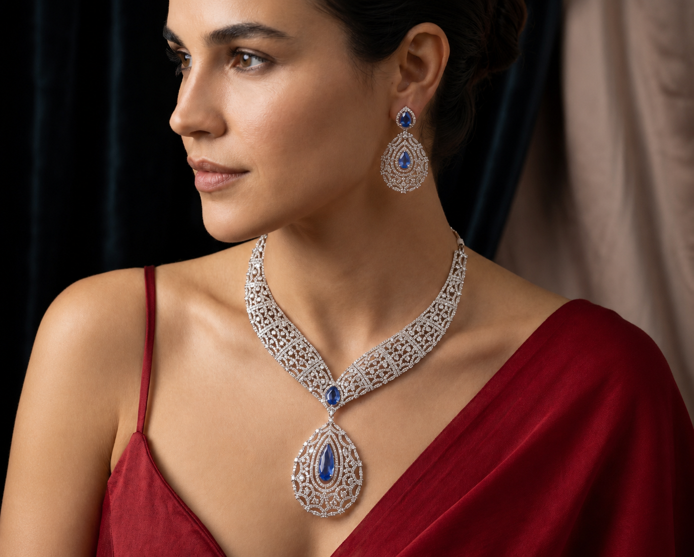 Malvika Regal Diamond Cascade Set