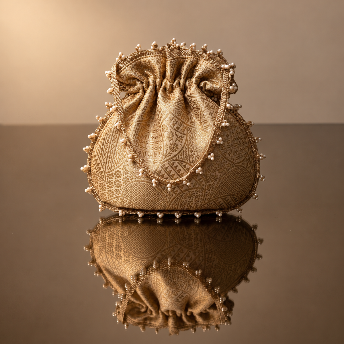 Golden Brocade Potli Bag