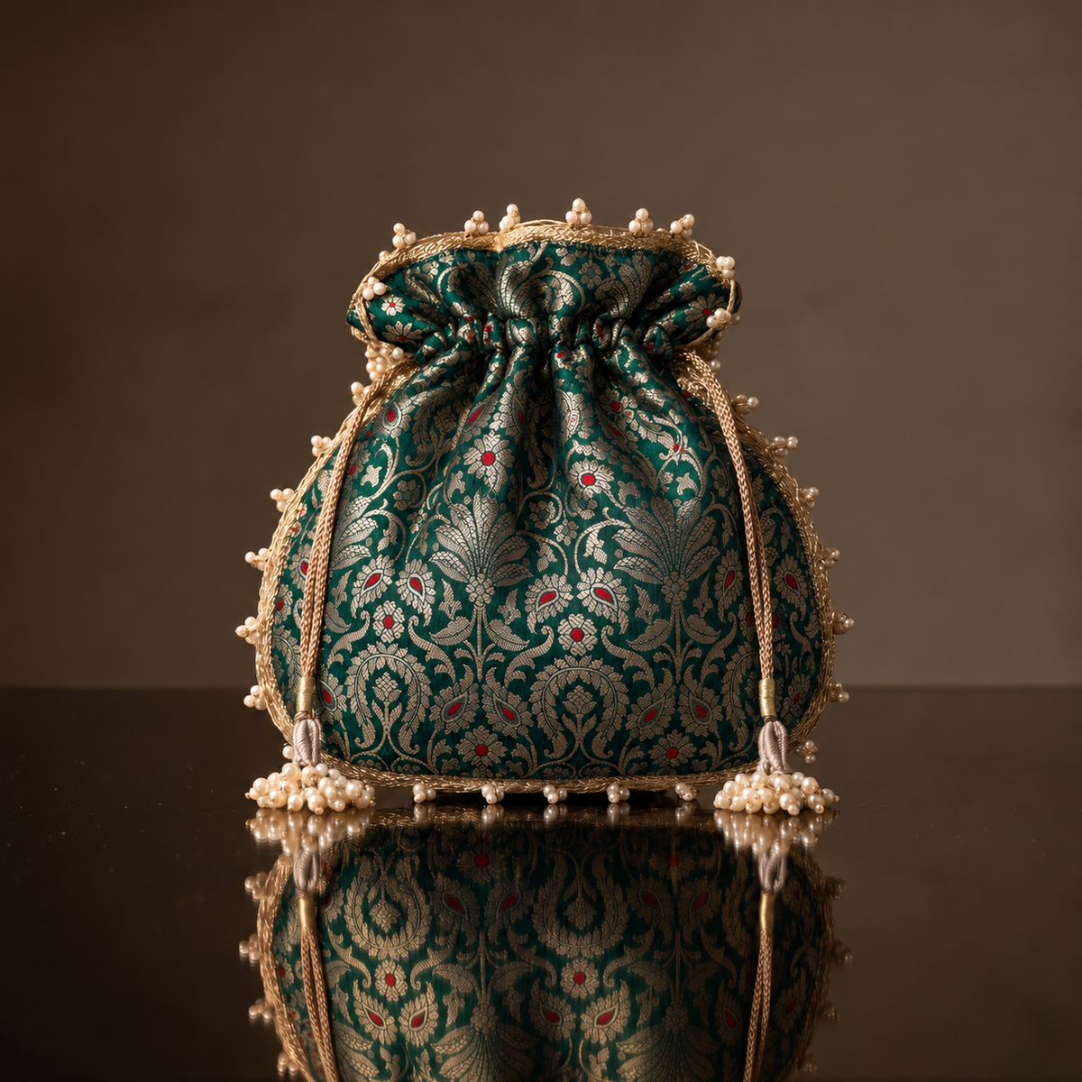 Emerald Brocade Potli Bag
