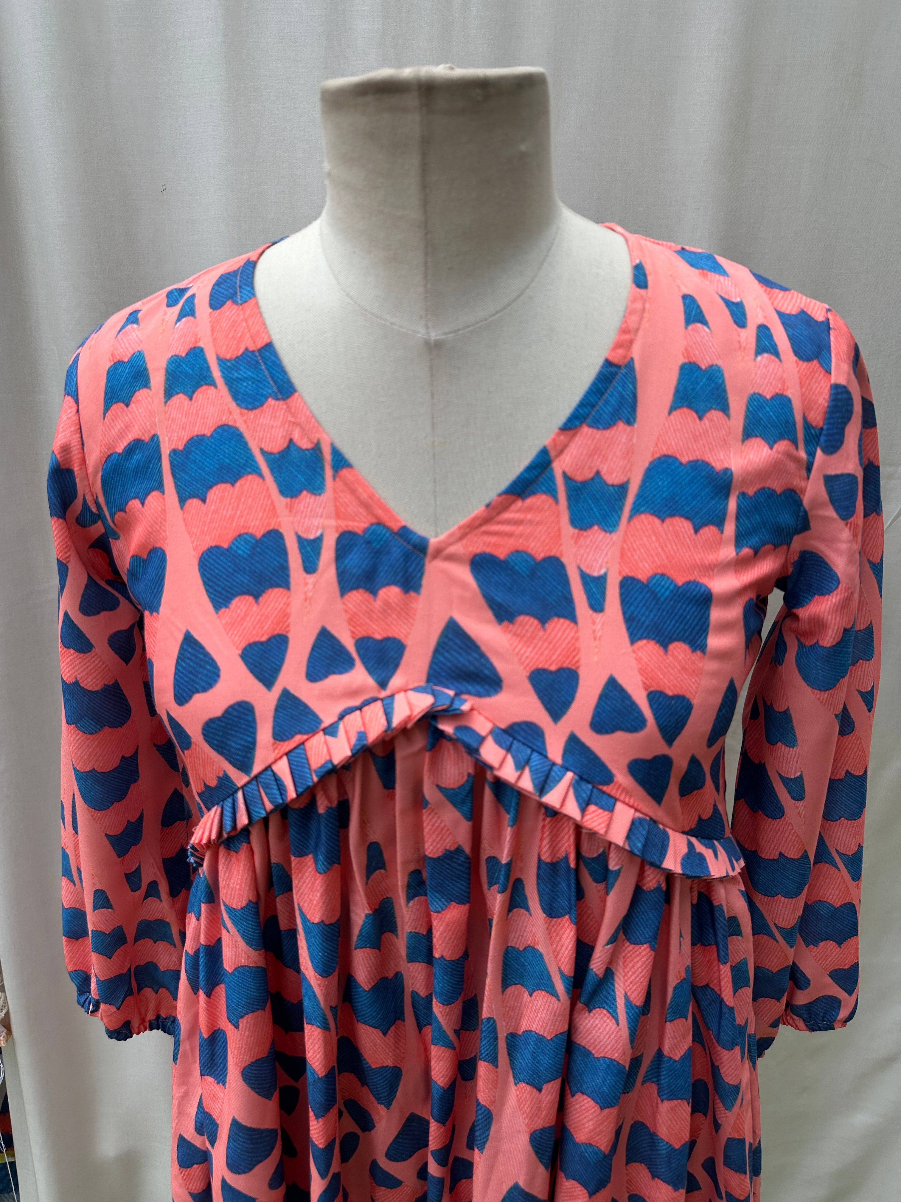 Printed Salmon Short Dress