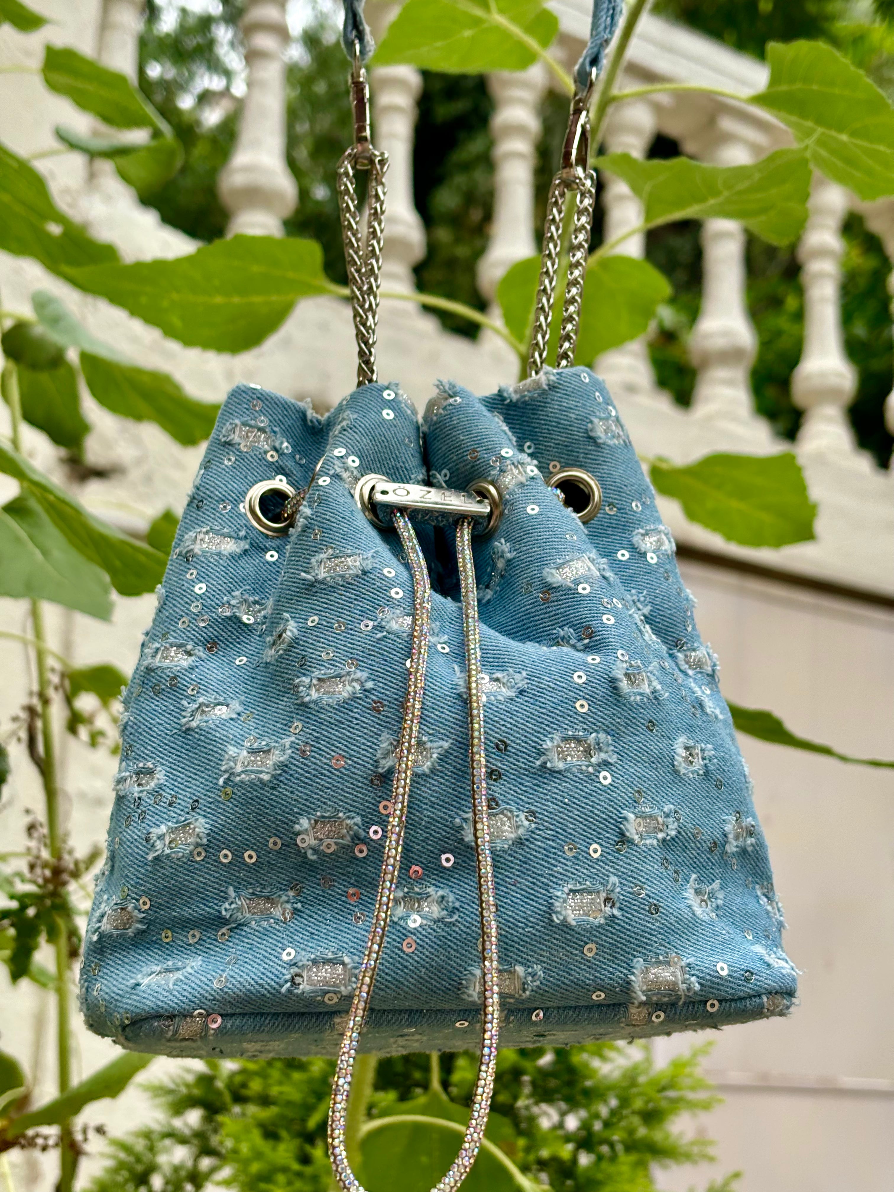 Sequin Denim Bucket Bag - Ozel