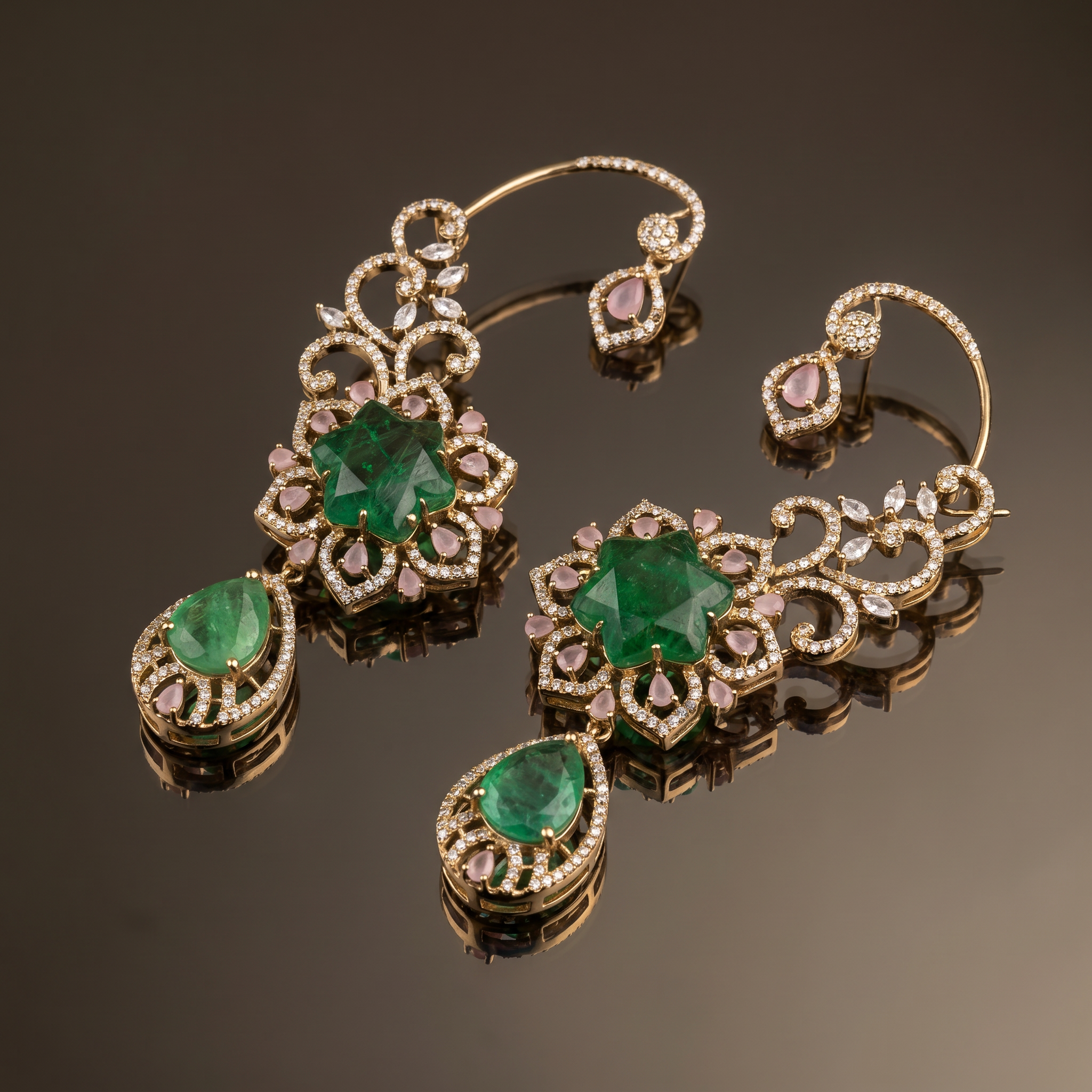 Nakshatra Emerald Ruby Multicolor Ear Cuff