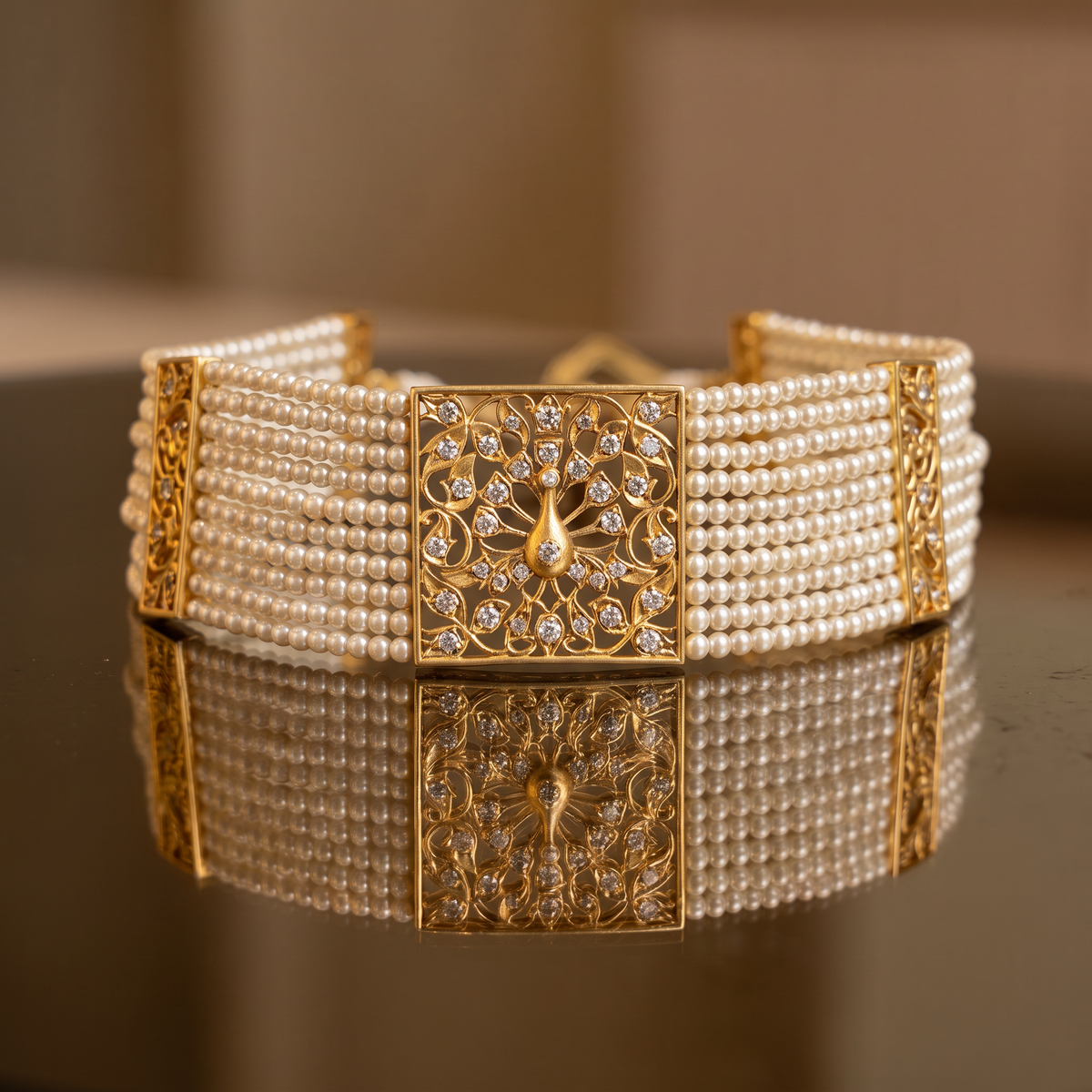 Ritvi Pearl Filigree Choker