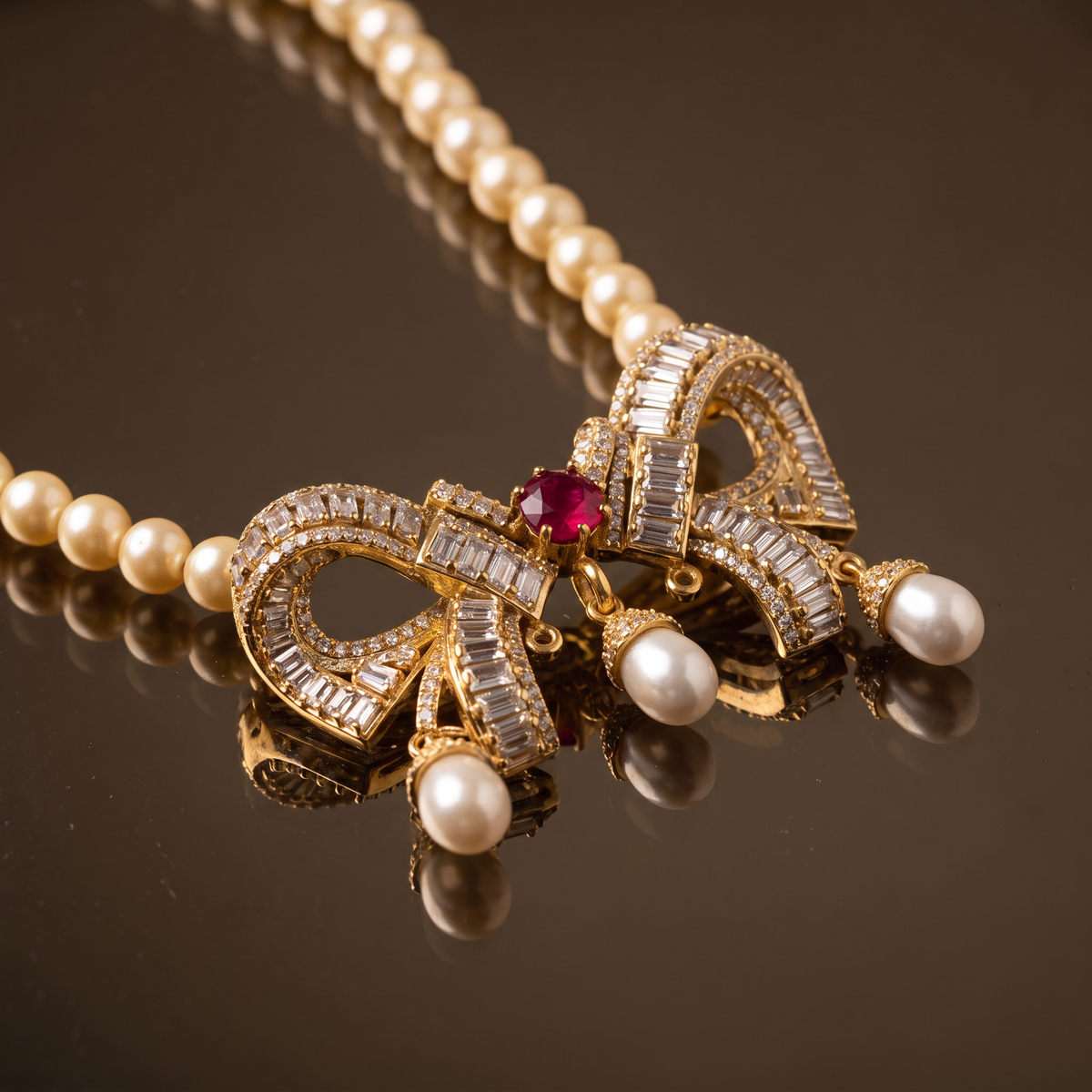 Rivon Pearl Bow Necklace