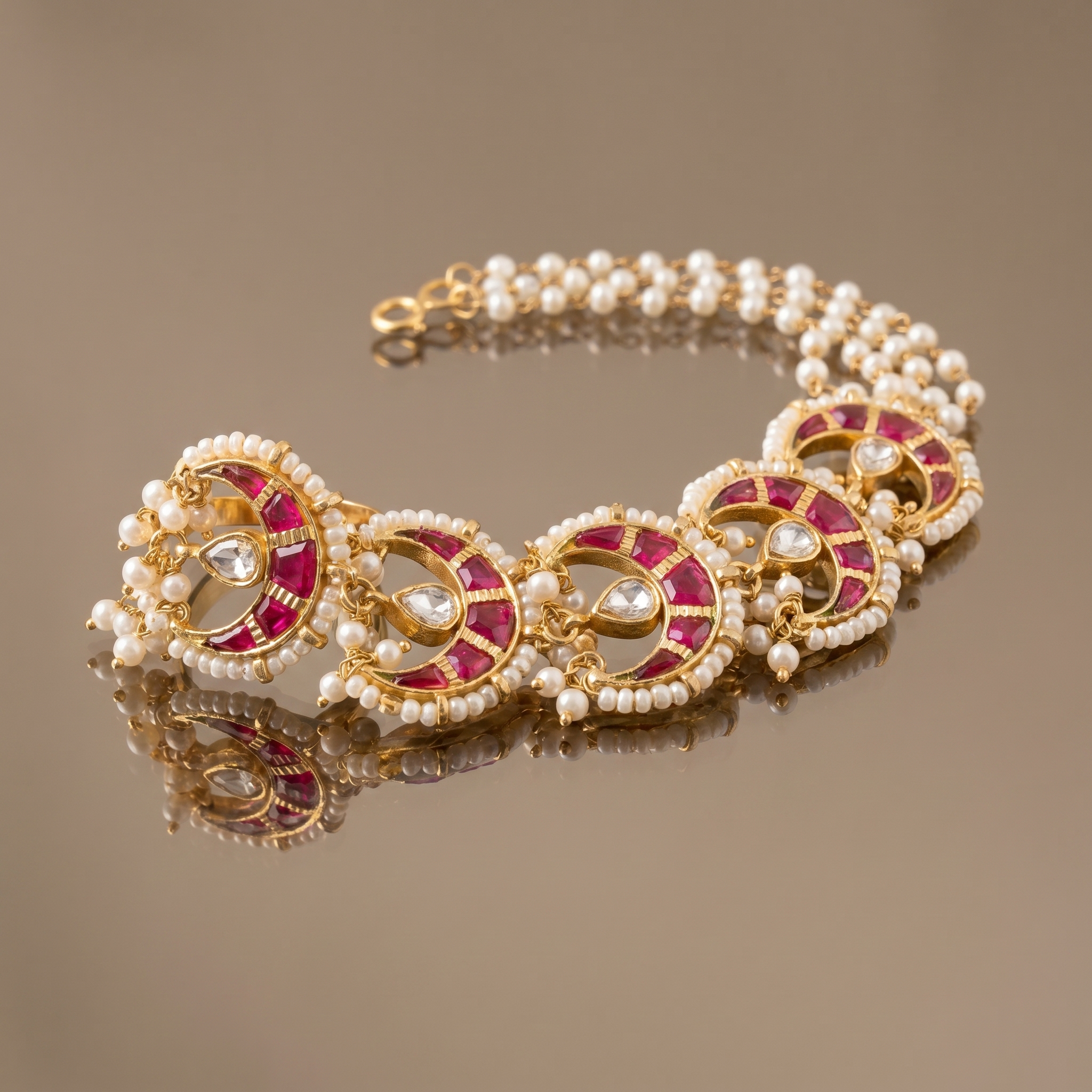 Ruhvika Crimson Pearl Bracelet