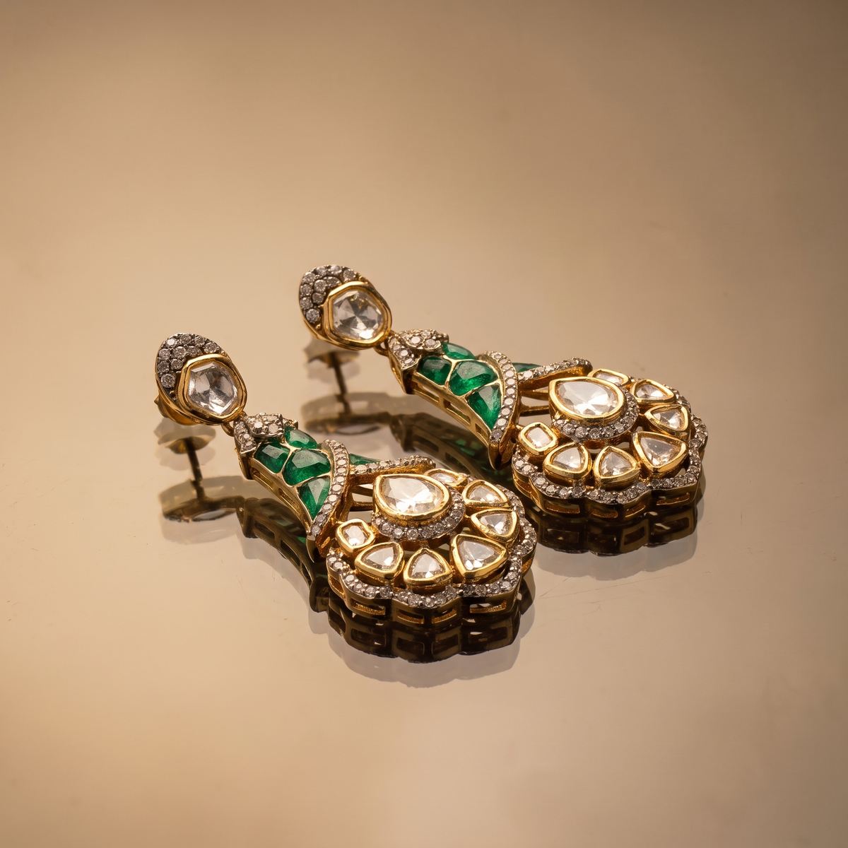 Ruvika Ruby Kundan Statement Earrings