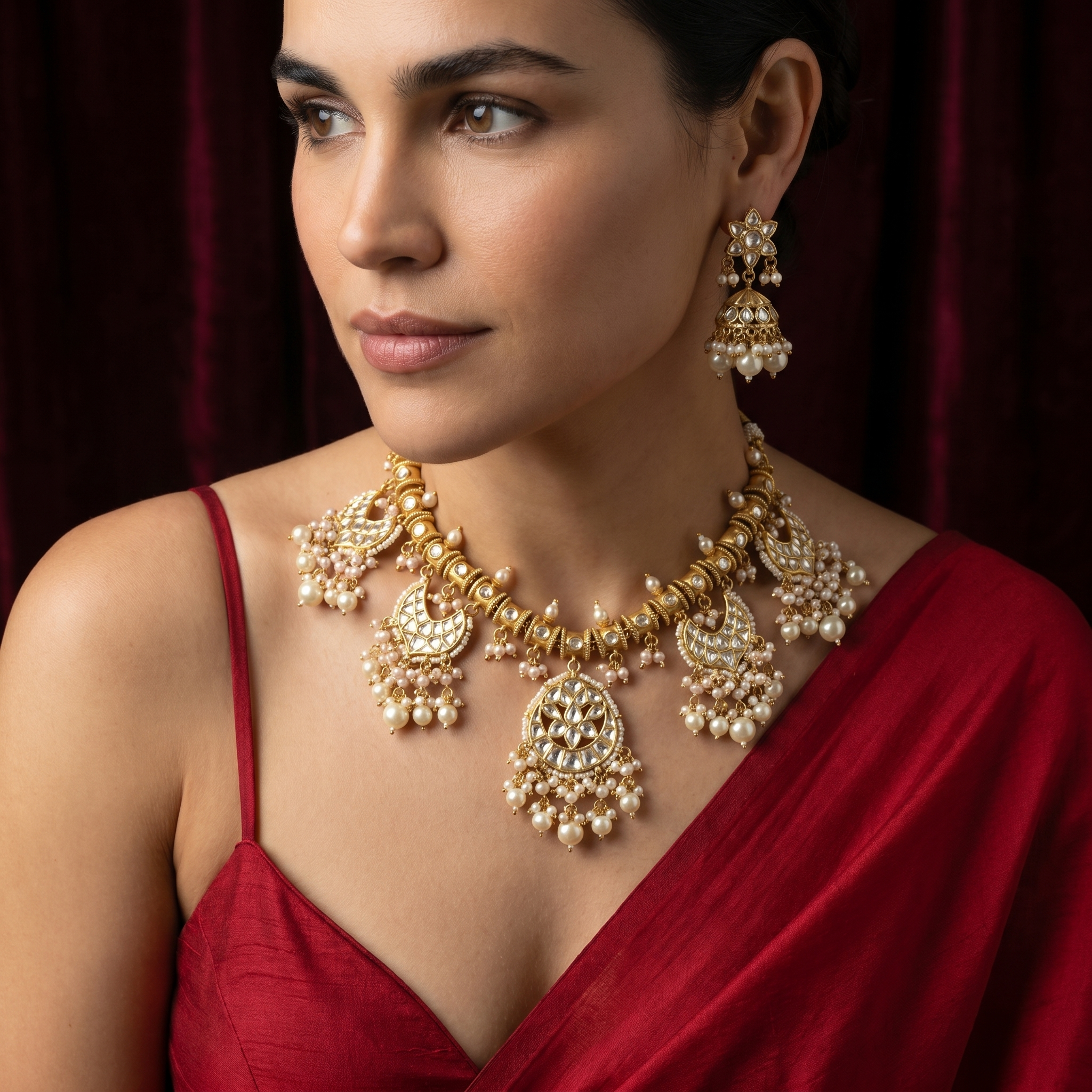 Sandhya Pearl Charm Choker Set