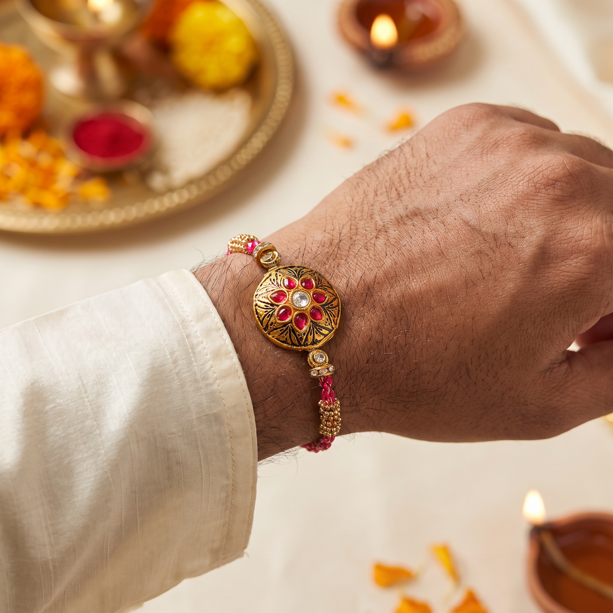 Shauryansh Antique Kundan Rakhi