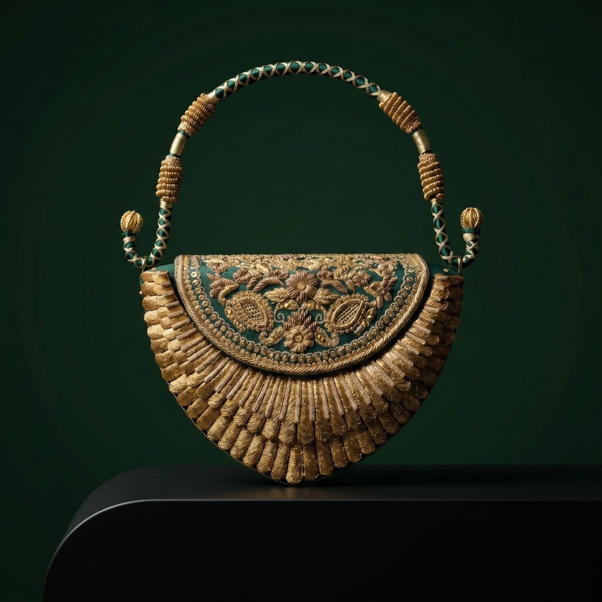 Sona Arc Fan Flap Bag - Green