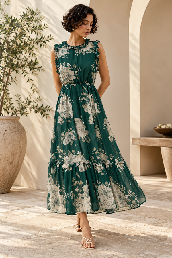 The Emerald Floral Maxi Dress