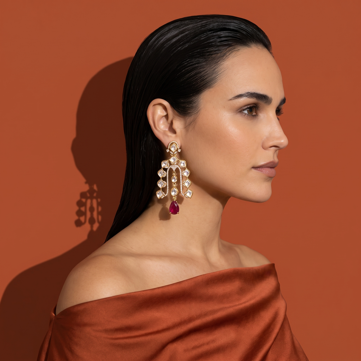 Tanha Ruby Kundan Earrings