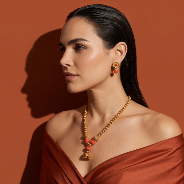 Tisca Coral Necklace Set