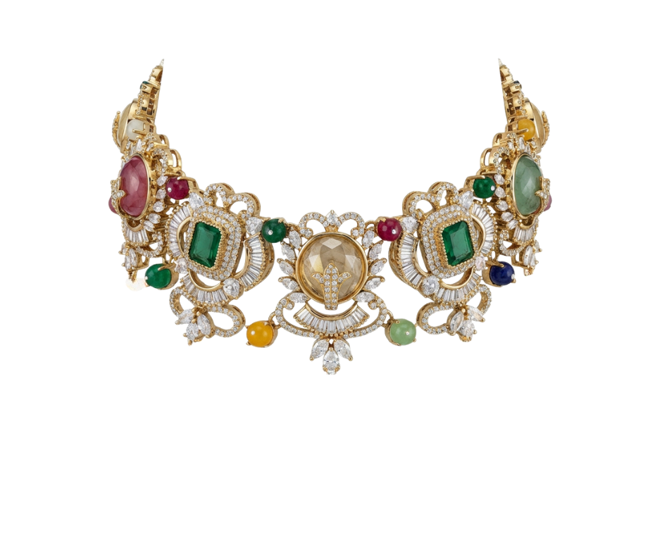 Ziya Navratna Kundan Choker Set