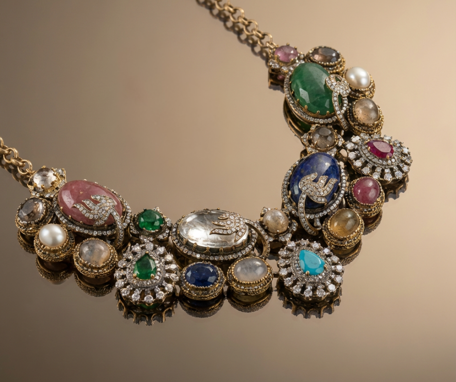 Celestial Mosaic Gemstone Necklace Set