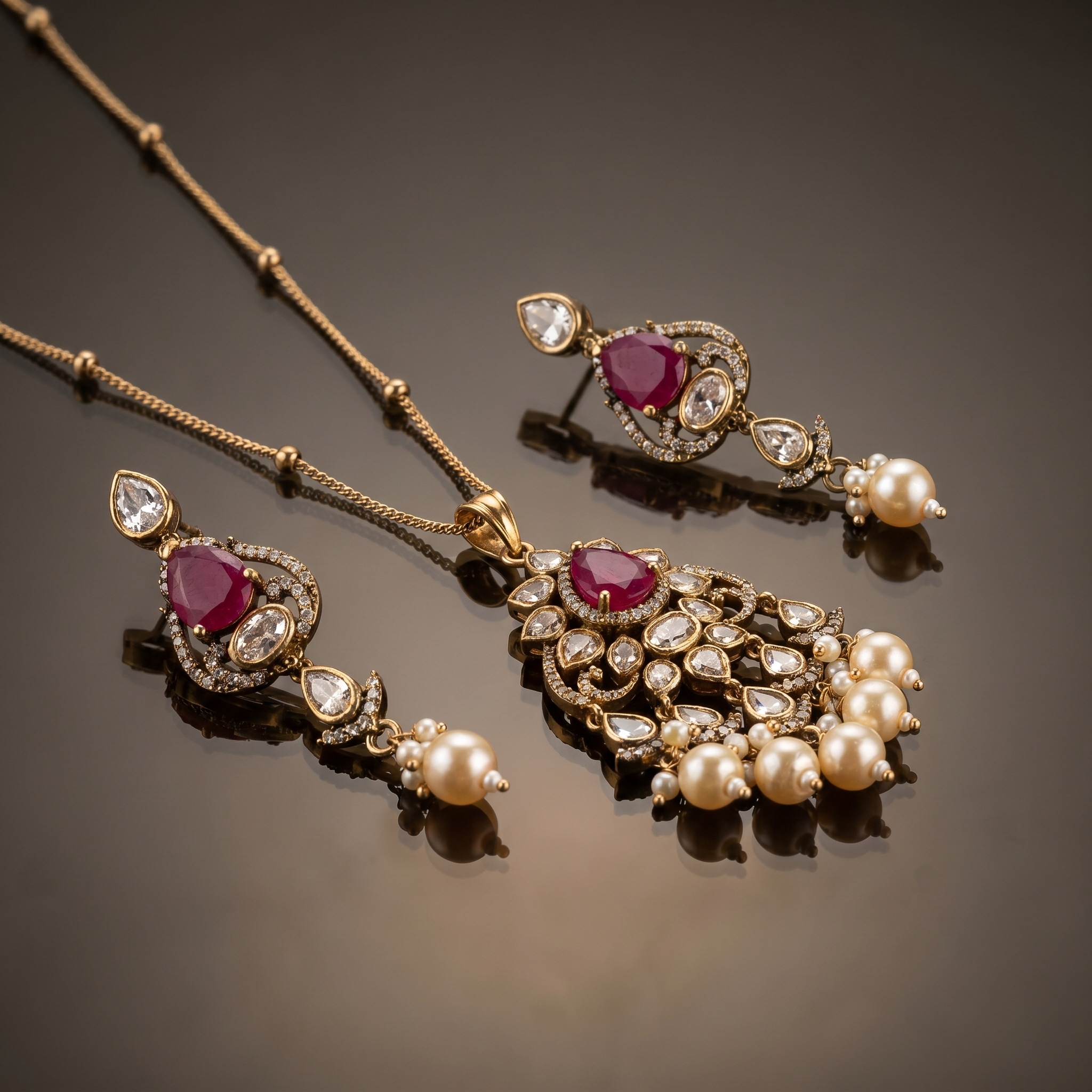 Matching earrings of the Vaidehrika emerald pendant set — Ozel