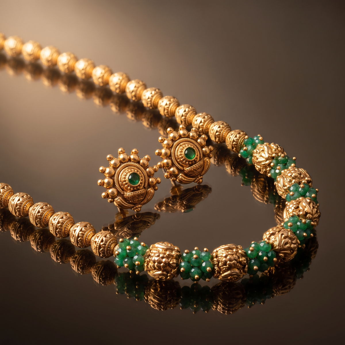 Vanika Antique Gold Necklace Set