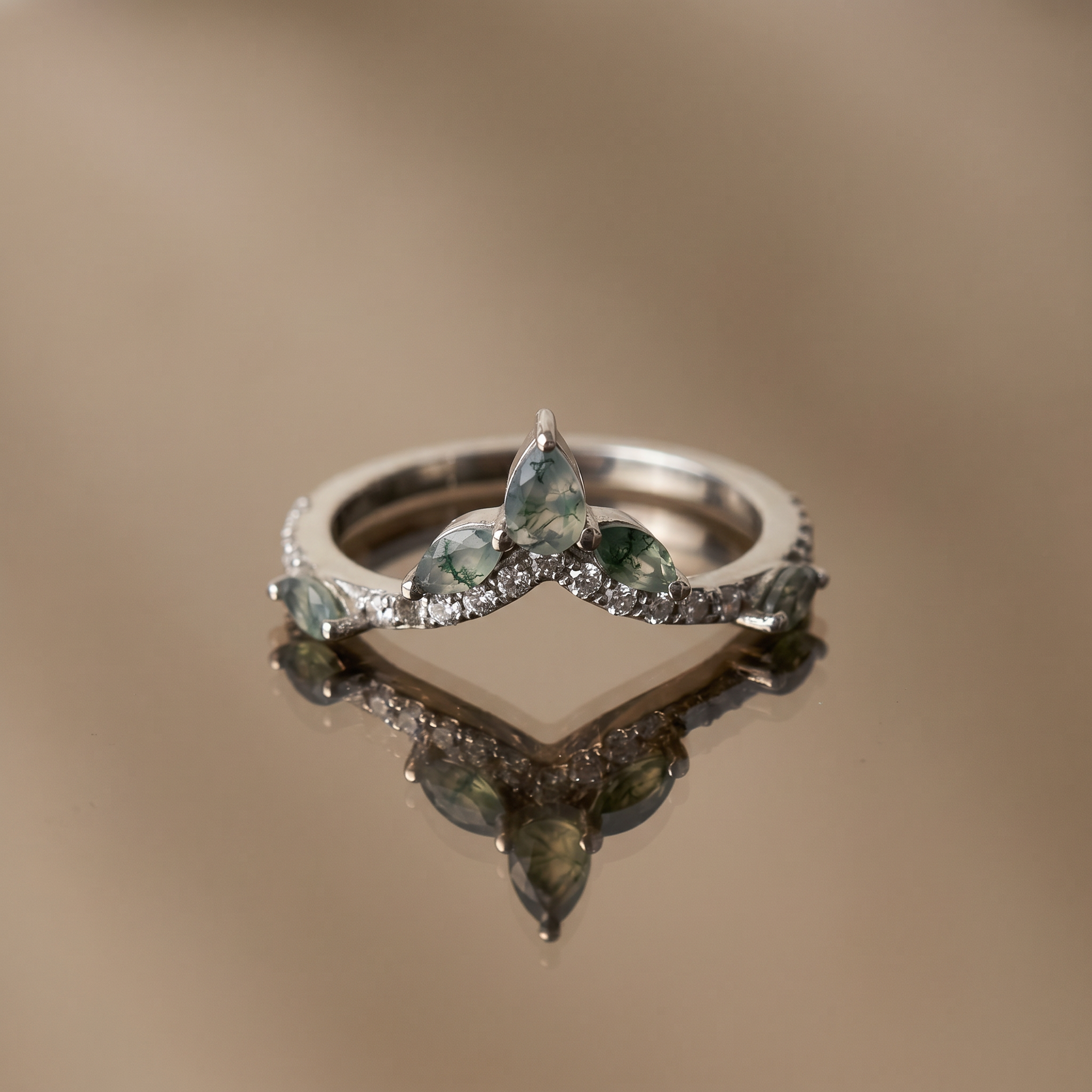 Verdelune Moss Agate 925 Silver Ring