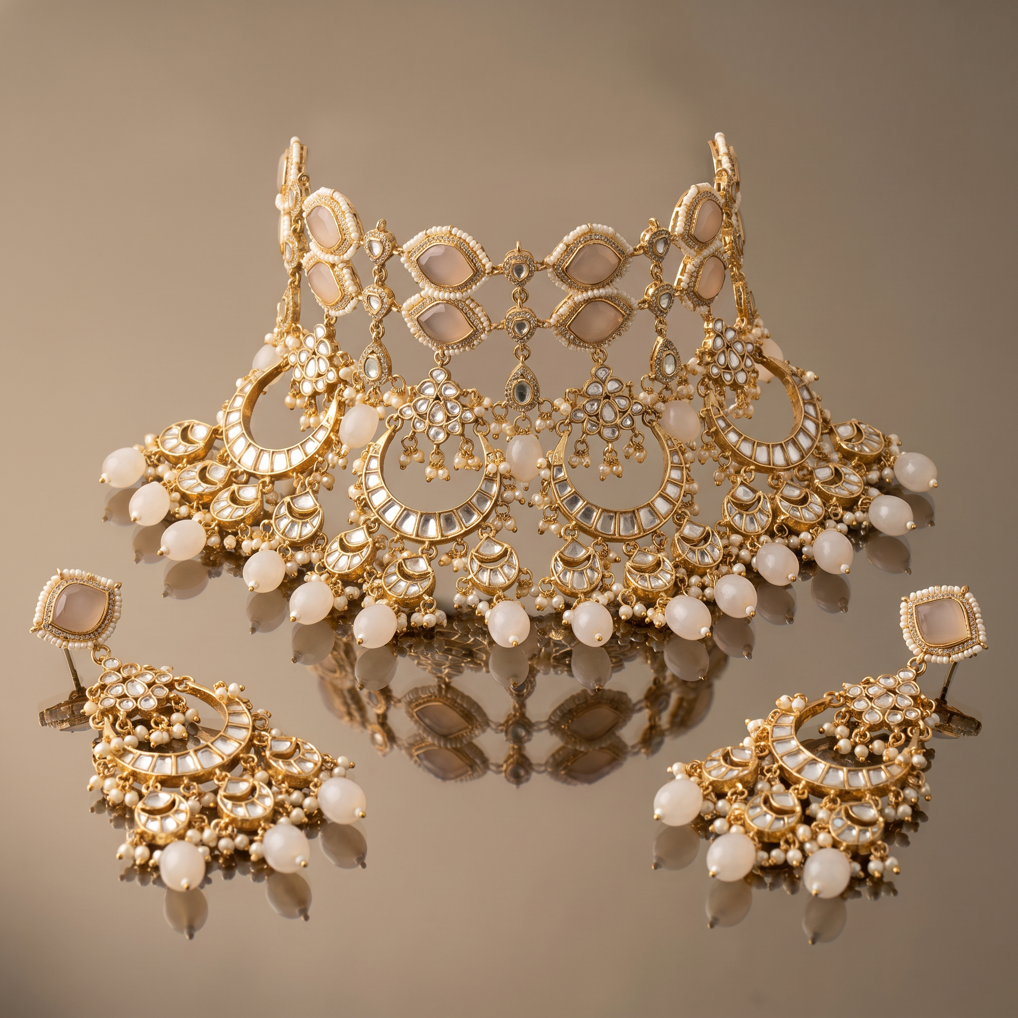 Vrushali Ivory Cascade Choker Set