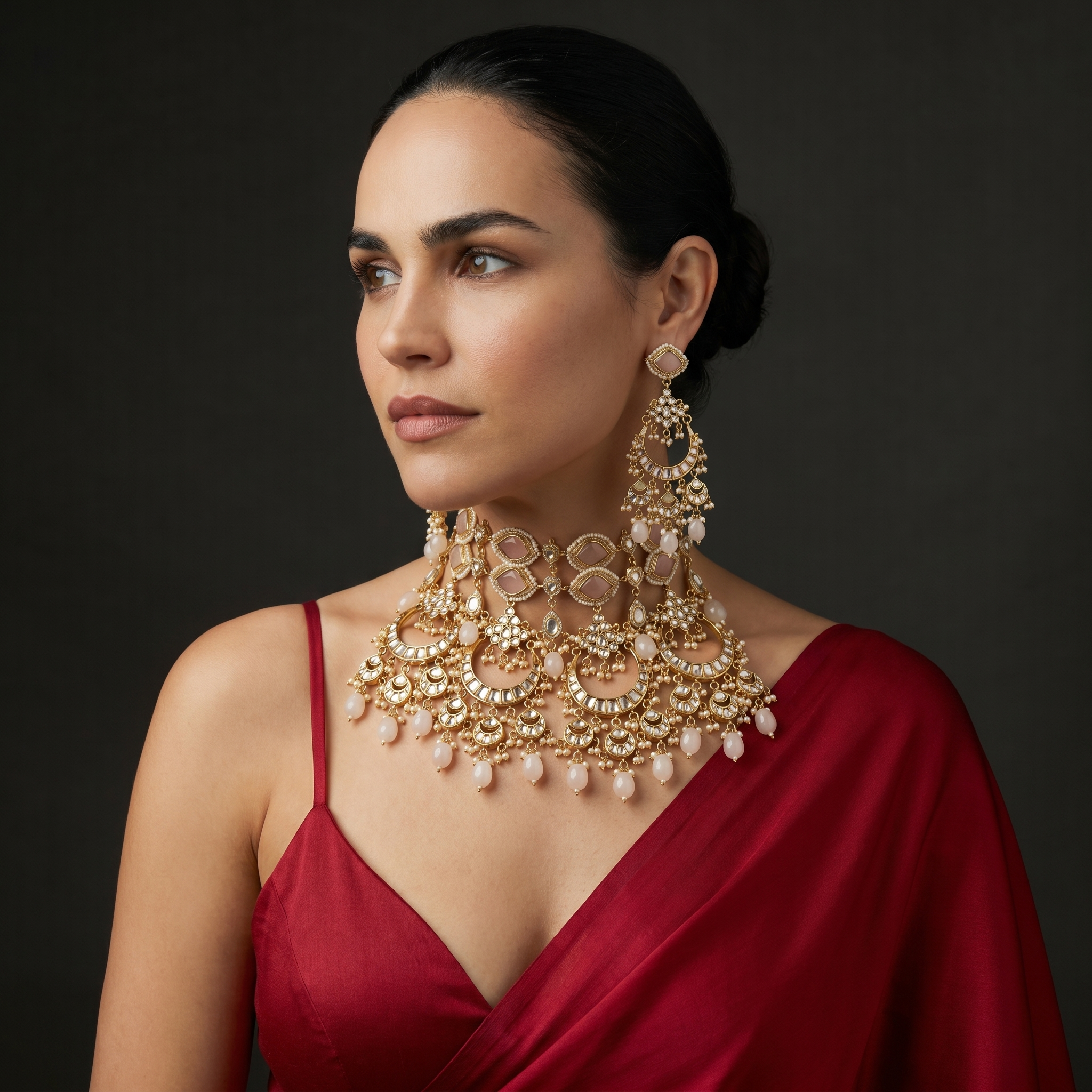 Vrushali Ivory Cascade Choker Set