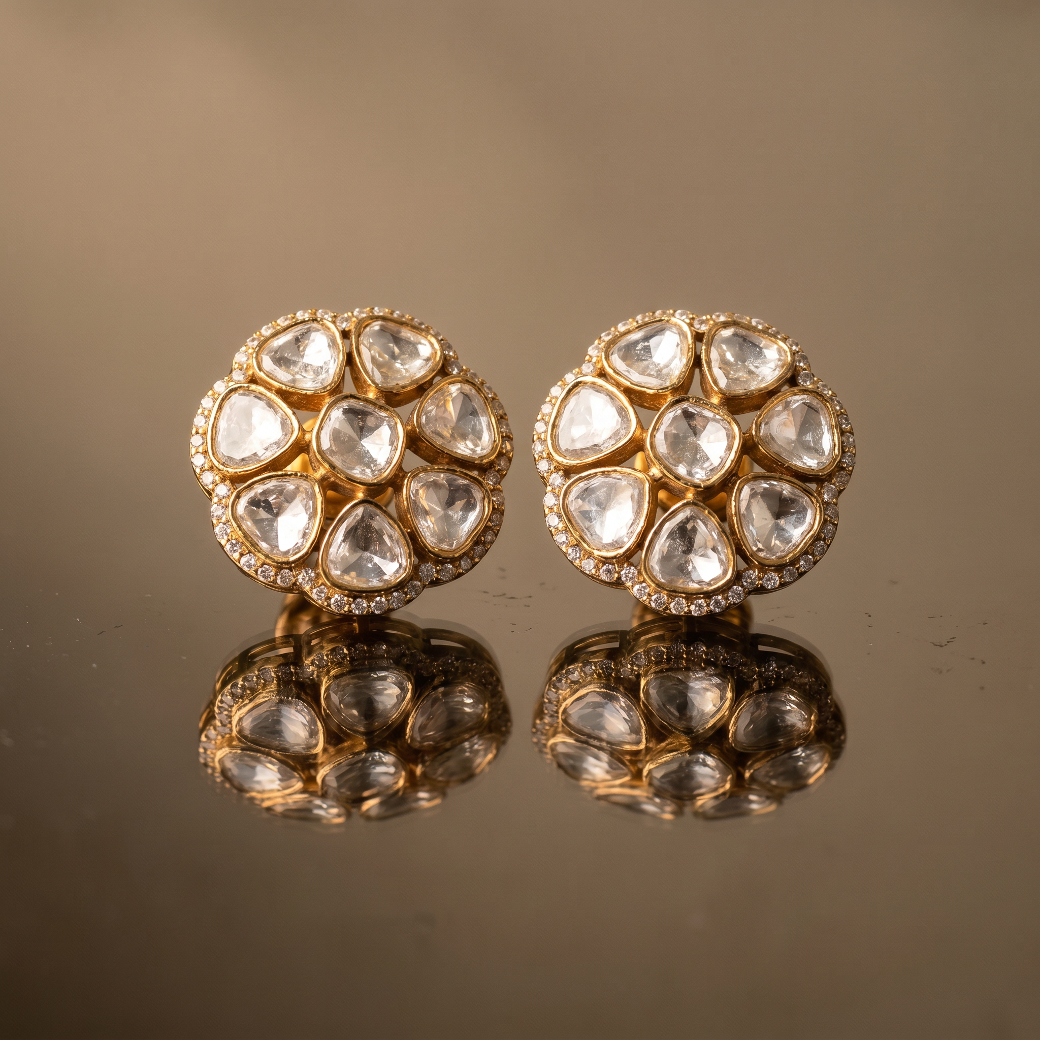 Zarelle Mirror Polki Studs