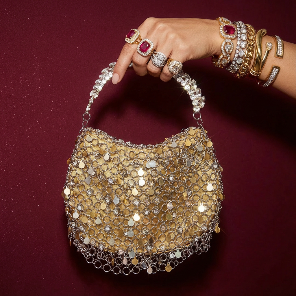 Crystal Cosmic Crescent Bag