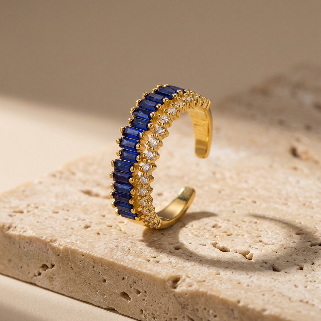 Cobalt Crest Architectural Band Ring